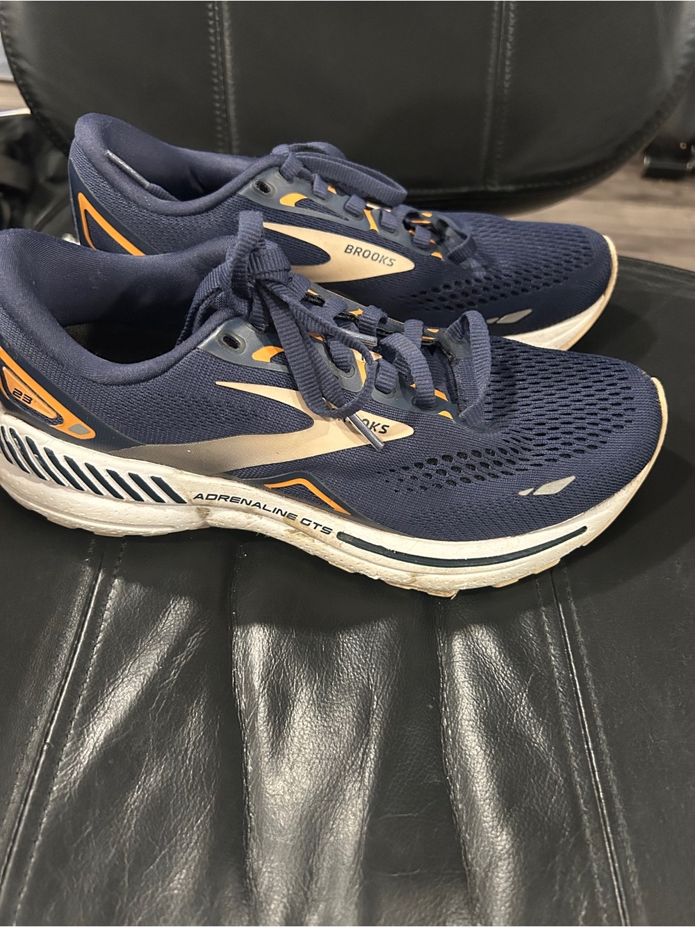 Brooks women’s  Adrenaline GTS Running Shoes - Navy with Orange Accents